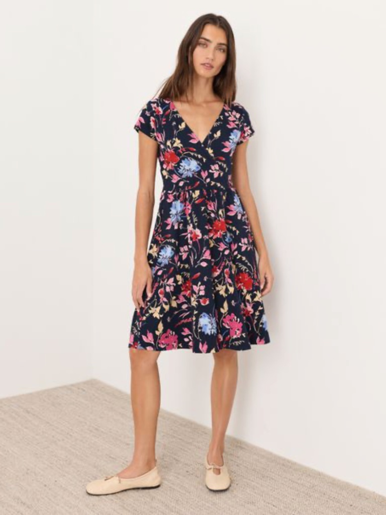 Pact Dayspring Blooms Multi Fit & Flare Cosssover Dress